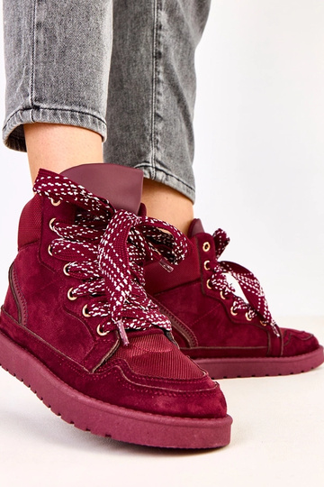 Zapatillas deportivas altas color cereza con cordones gruesos Klevis 2