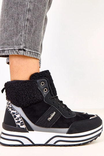 Zapatillas deportivas altas y cálidas negras con piel Mirasen