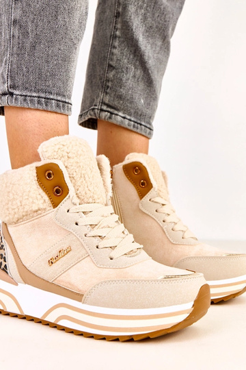 Zapatillas deportivas altas y cálidas color arena con piel Mirasen