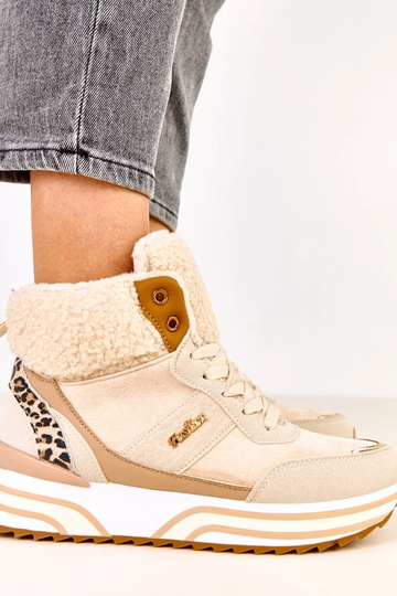 Zapatillas deportivas altas y cálidas color arena con piel Mirasen 2