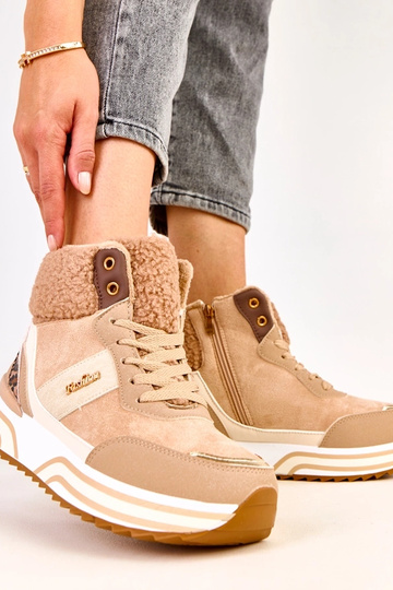 Zapatillas deportivas altas y cálidas color arena oscuro con piel Mirasen 2