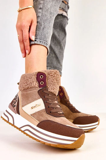 Zapatillas deportivas altas y cálidas color marrón con piel Mirasen