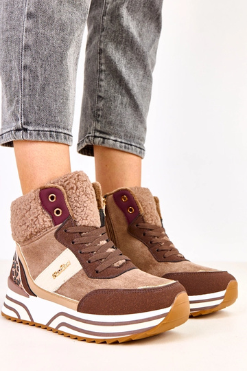 Zapatillas deportivas altas y cálidas color marrón con piel Mirasen 2