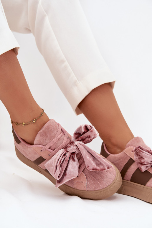 Zapatos deportivos para mujer con lazo de terciopelo, color rosa, Ashlyn Zapatos deportivos para mujer con lazo de terciopelo, color rosa, Ashlyn