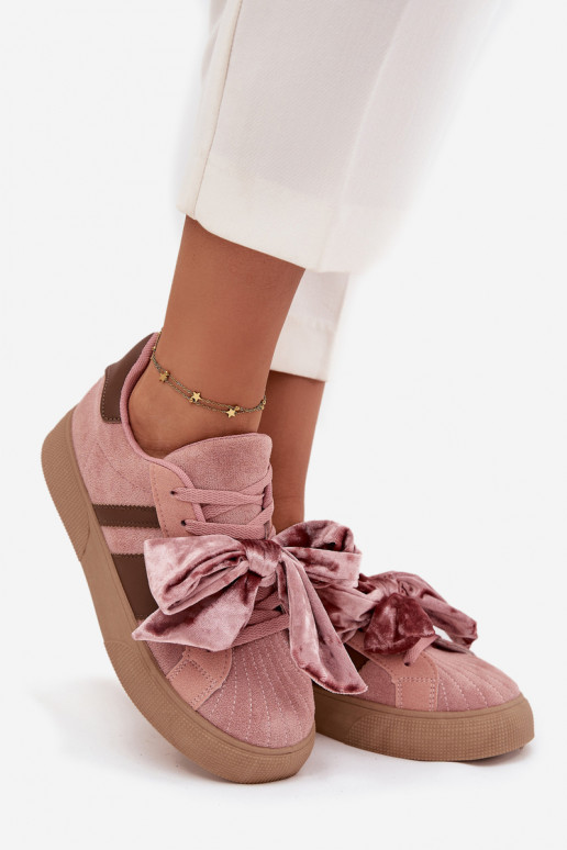 Zapatos deportivos para mujer con lazo de terciopelo, color rosa, Ashlyn Zapatos deportivos para mujer con lazo de terciopelo, color rosa, Ashlyn