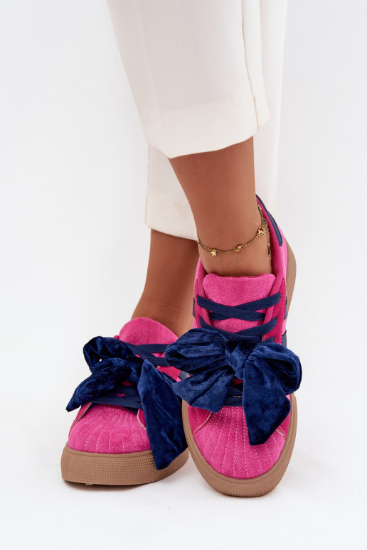 Zapatos deportivos para mujer con lazo de terciopelo, color rosa, Ashlyn