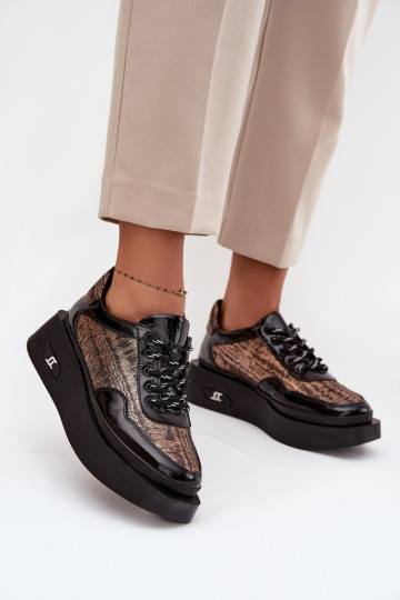 Piel Zapatos con cordones Femenino con una plataforma Artiker 57C2044 de color negro