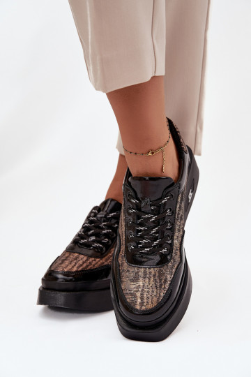 Piel Zapatos con cordones Femenino con una plataforma Artiker 57C2044 de color negro 2