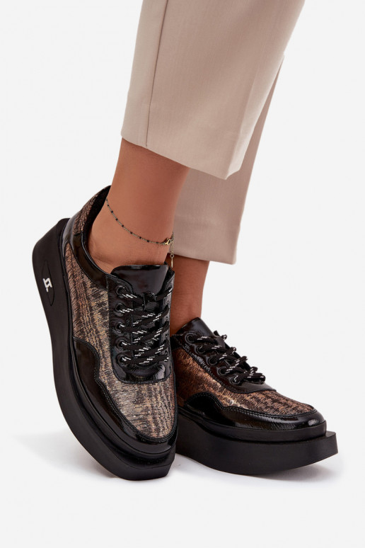 Piel Zapatos con cordones Femenino con una plataforma Artiker 57C2044 de color negro