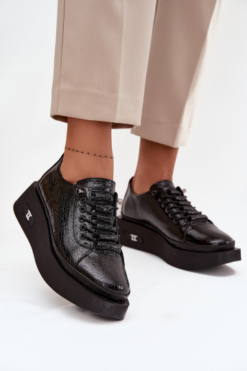 Botines de piel auténtica lacada Femenino con una plataforma Artiker 57C2041 de color negro 2