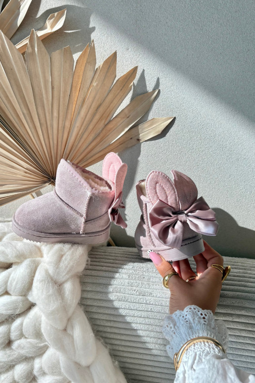 Infantil calentamiento Botas de nieve con cintas color rosa Meriva