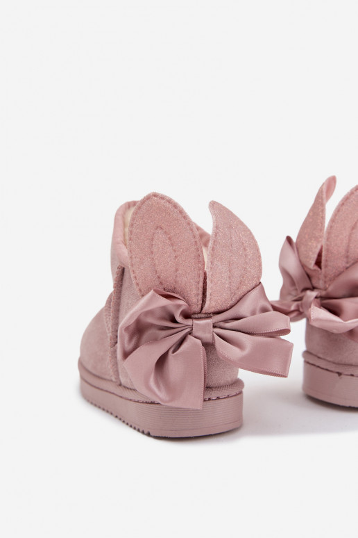 Infantil calentamiento Botas de nieve con cintas color rosa Meriva