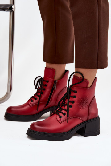 Botas de mujer de piel natural. reloj calentamiento Vinceza 39950 color rojo