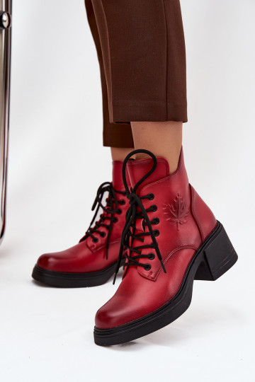 Botas de mujer de piel natural. reloj calentamiento Vinceza 39950 color rojo 2
