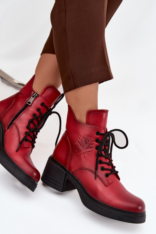 Botas de mujer de piel natural. reloj calentamiento Vinceza 39950 color rojo