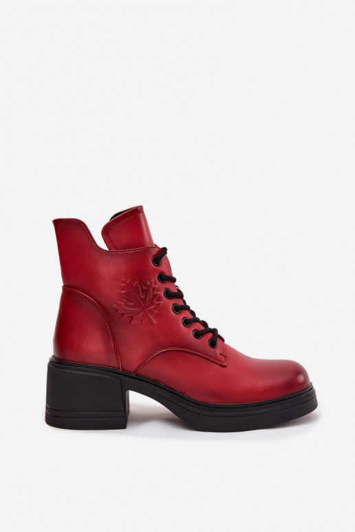 Botas de mujer de piel natural. reloj calentamiento Vinceza 39950 color rojo