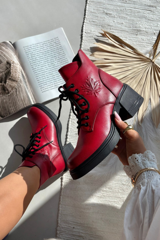 Botas de mujer de piel natural. reloj calentamiento Vinceza 39950 color rojo