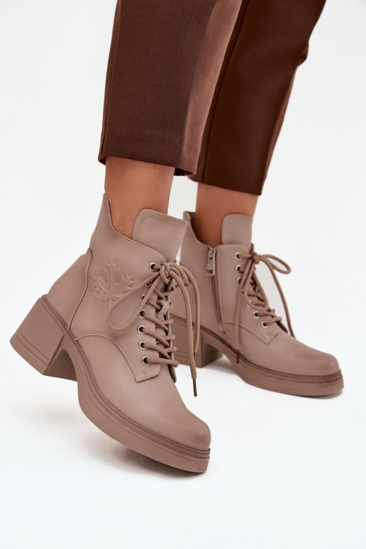 Botas de mujer de piel natural. reloj calentamiento Vinceza 39950 beige