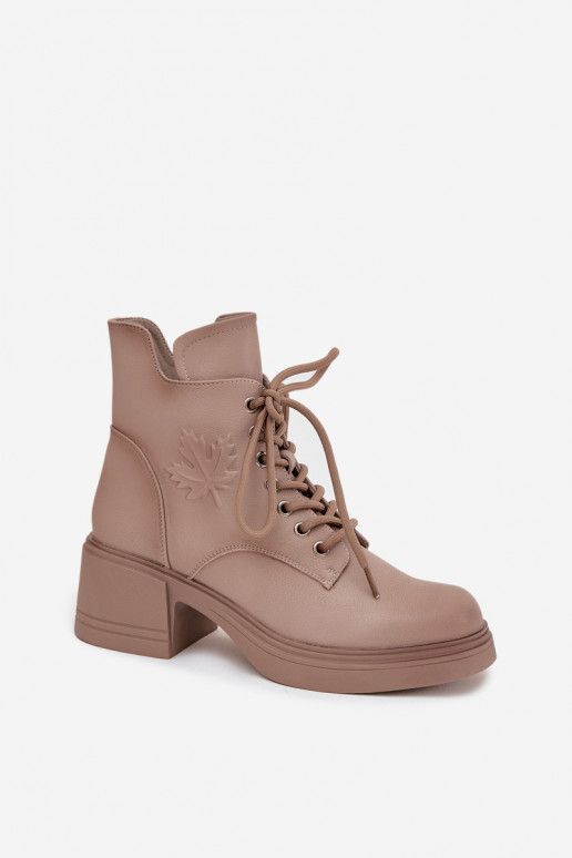Botas de mujer de piel natural. reloj calentamiento Vinceza 39950 beige