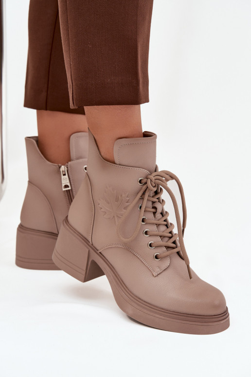 Botas de mujer de piel natural. reloj calentamiento Vinceza 39950 beige