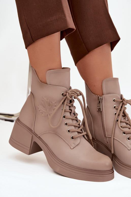 Botas de mujer de piel natural. reloj calentamiento Vinceza 39950 beige