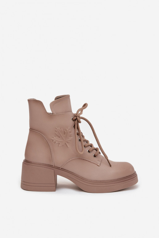 Botas de mujer de piel natural. reloj calentamiento Vinceza 39950 beige
