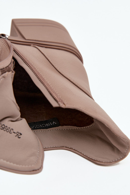 Botas de mujer de piel natural. reloj calentamiento Vinceza 39950 beige