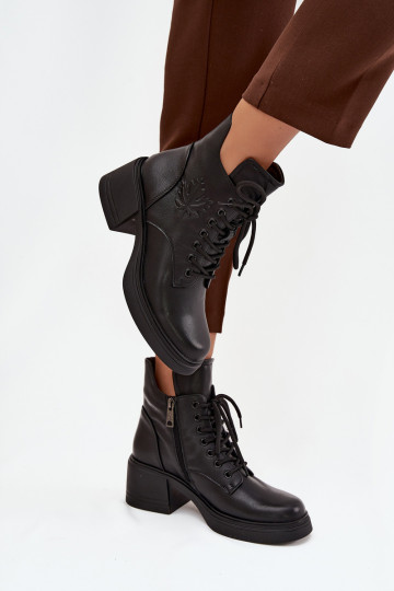 Botas de mujer de piel natural. reloj calentamiento Vinceza 39950 de color negro