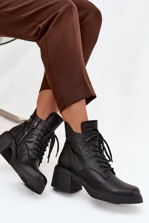 Botas de mujer de piel natural. reloj calentamiento Vinceza 39950 de color negro