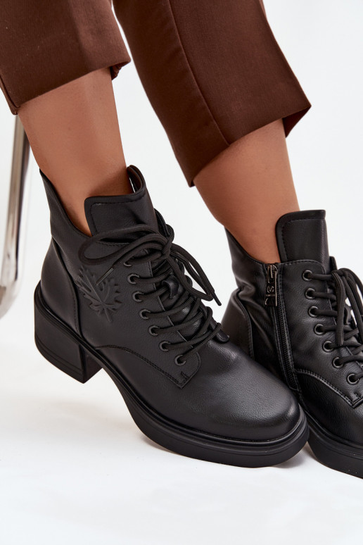 Botas de mujer de piel natural. reloj calentamiento Vinceza 39950 de color negro