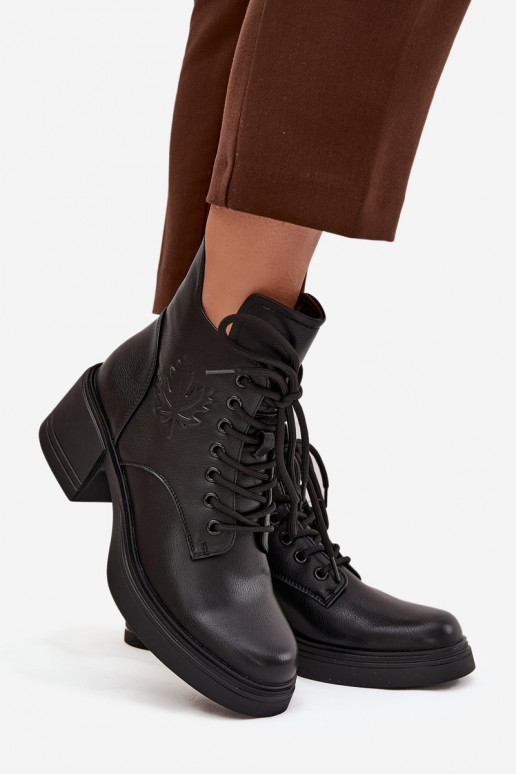 Botas de mujer de piel natural. reloj calentamiento Vinceza 39950 de color negro