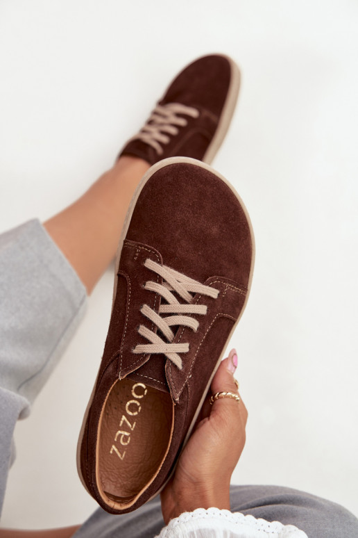 zapatos casuales Typu BarefootActivadoturalnego de gamuzau Zazoo 314 CzekoladoAe