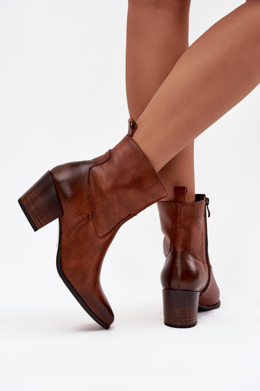 Piel botas estilo vaquero Femenino con tacones calentamiento Zazoo 60565 color marrón