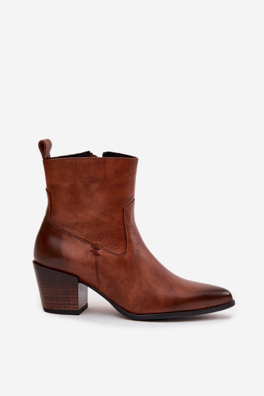 Piel botas estilo vaquero Femenino con tacones calentamiento Zazoo 60565 color marrón