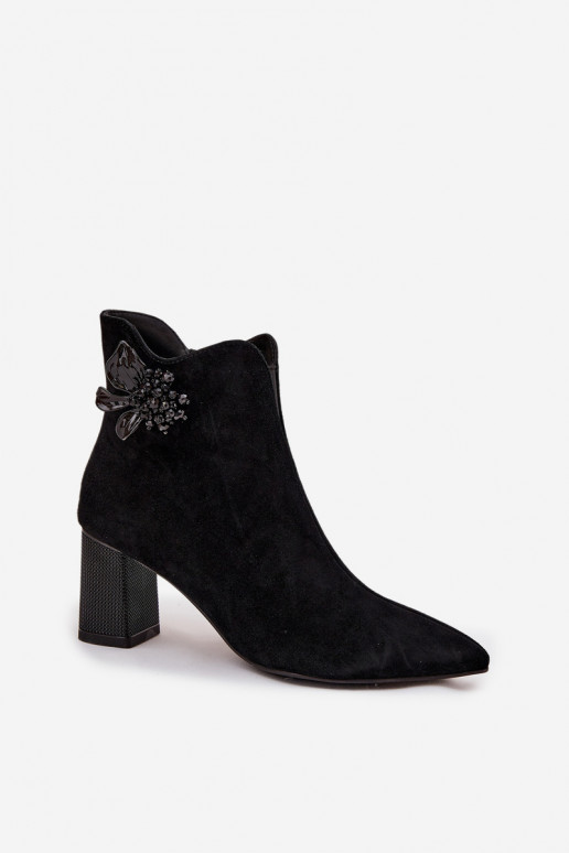 de gamuza Botas de mujer con adornos D&A CR52-686 de color negro
