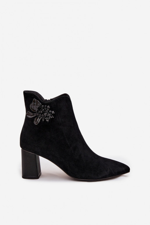 de gamuza Botas de mujer con adornos D&A CR52-686 de color negro