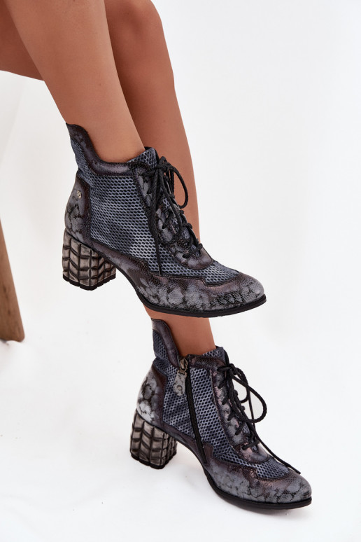 Piel Botas de mujer Tiene queciejka 06989-03 color gris