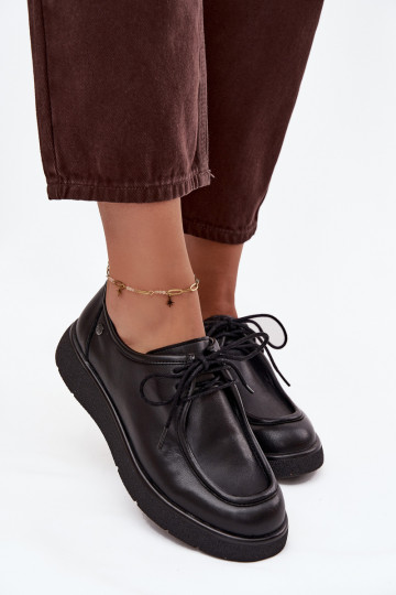 Piel zapatos Femenino Tiene queciejka K7189-01 de color negro