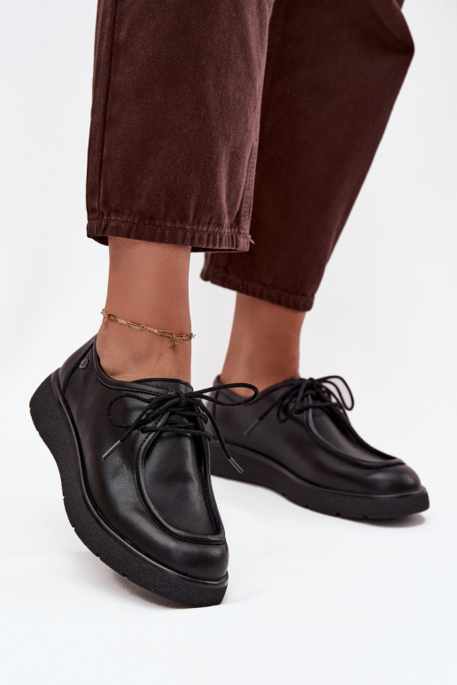 Piel zapatos Femenino Tiene queciejka K7189-01 de color negro