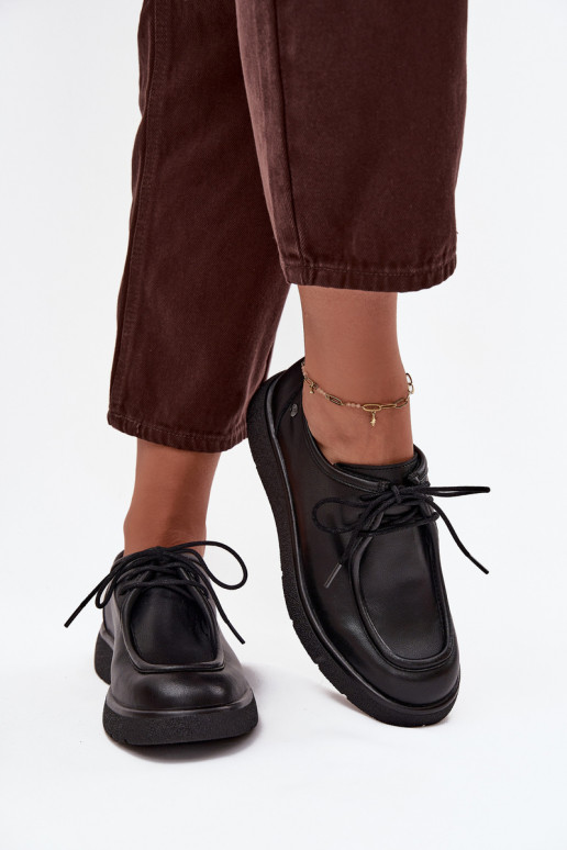 Piel zapatos Femenino Tiene queciejka K7189-01 de color negro