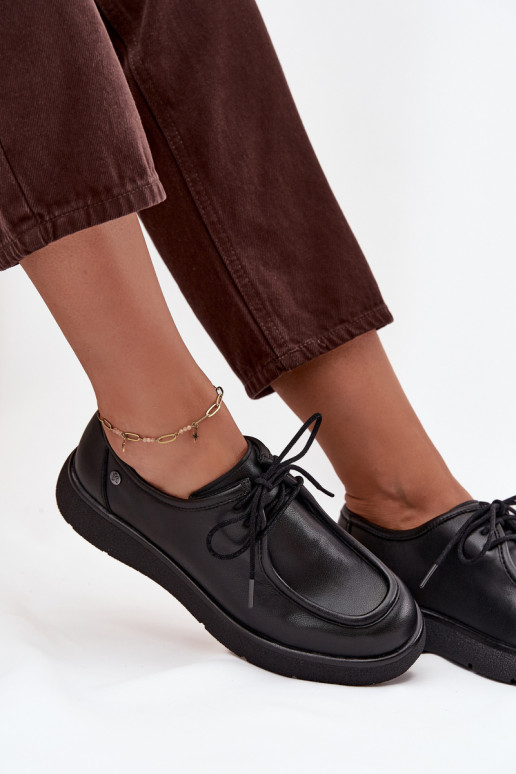 Piel zapatos Femenino Tiene queciejka K7189-01 de color negro