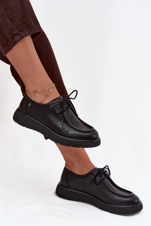 Piel zapatos Femenino Tiene queciejka K7189-01 de color negro