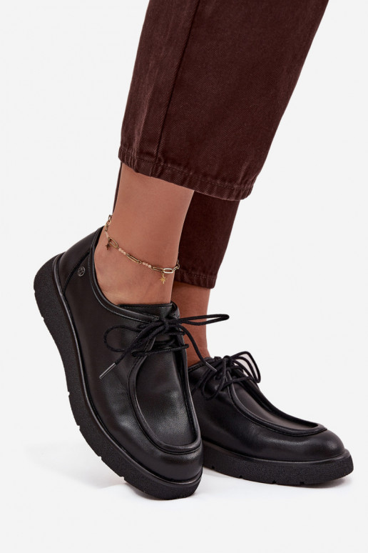 Piel zapatos Femenino Tiene queciejka K7189-01 de color negro