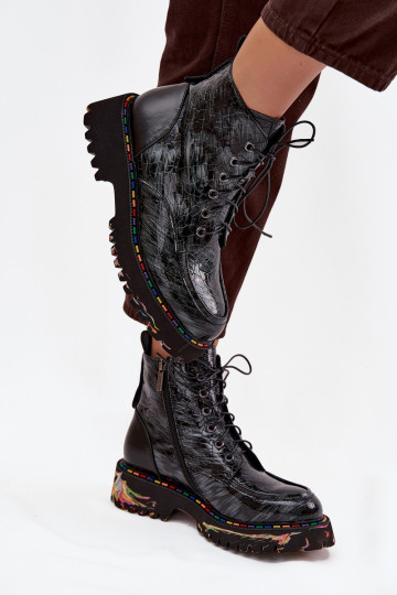 Piel con efecto barniz Botas de mujer Artiker 57C0065 color gris