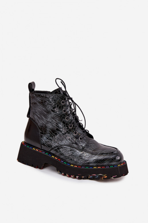 Piel con efecto barniz Botas de mujer Artiker 57C0065 color gris