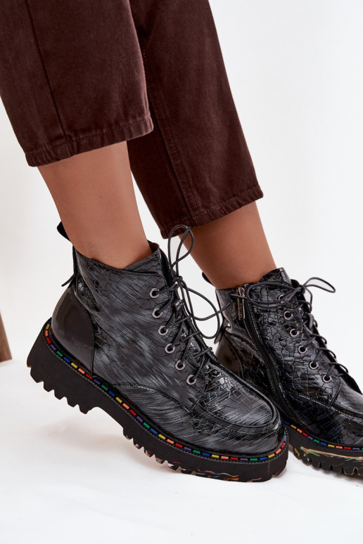 Piel con efecto barniz Botas de mujer Artiker 57C0065 color gris