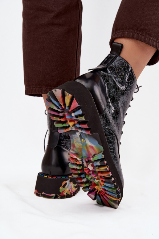 Piel con efecto barniz Botas de mujer Artiker 57C0065 color gris