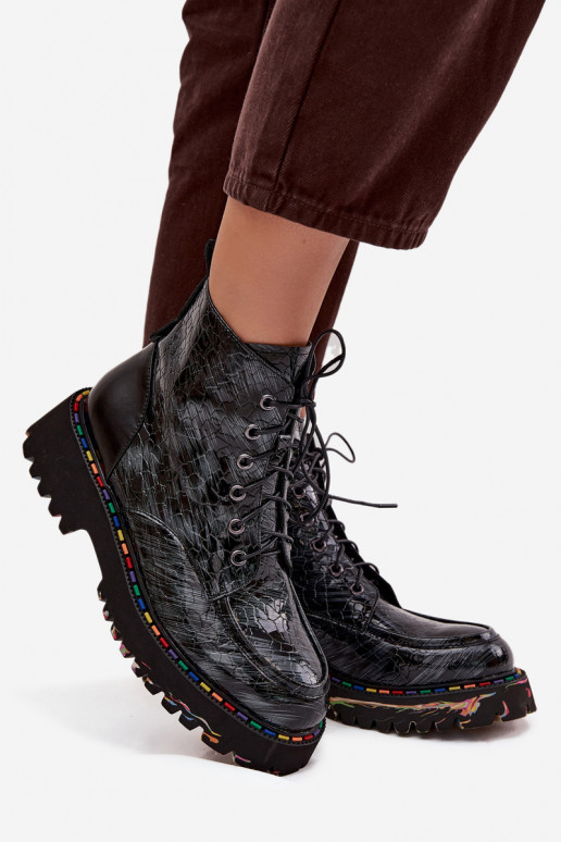 Piel con efecto barniz Botas de mujer Artiker 57C0065 color gris