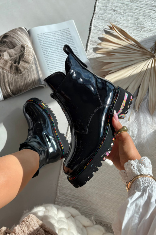 Piel con efecto barniz Botas de mujer Artiker 57C0065 color gris