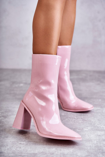 Femenino con efecto barniz Botas botas color rosa Tiene quergit 2